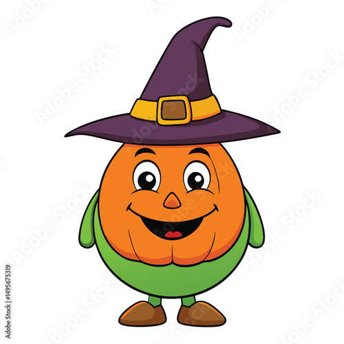 Halloween Pumpkin Witch Hat Character