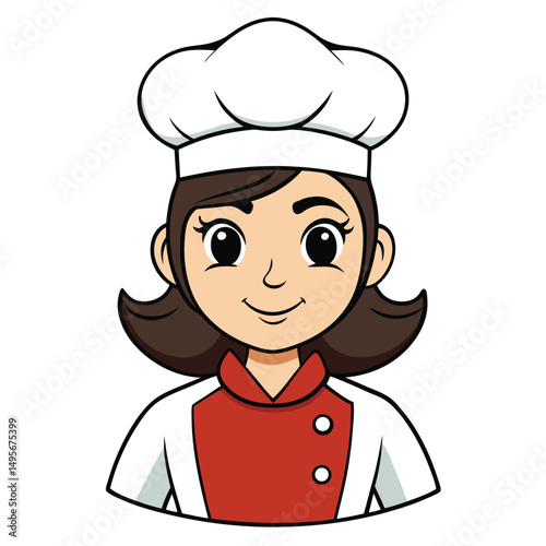 Woman baker in apron on white background
