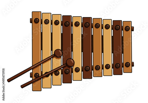Wooden xylophone isolated on transparent background