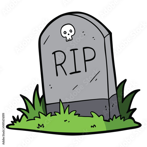 Gravstone RIP Halloween Cartoon Art