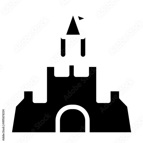 Sand Castle Line Icon Style