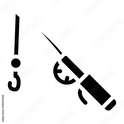 Fishing Rod Line Icon Style