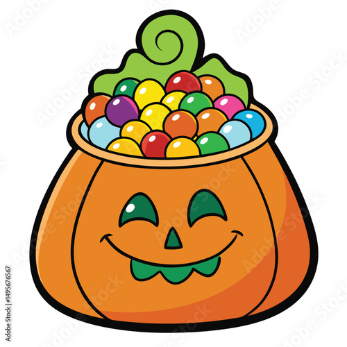Candy Filled Pumpkin Halloween Bucket