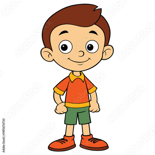 Cartoon boy with bright shirt illustration