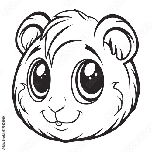 Cute Hamster Face Outline Art