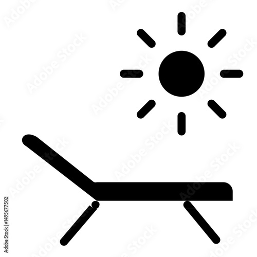 Sun Bed Line Icon Style