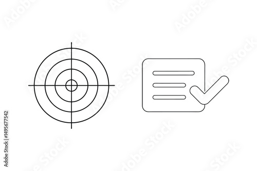 Target icon and checklist icon representing goals and success in simple line art design