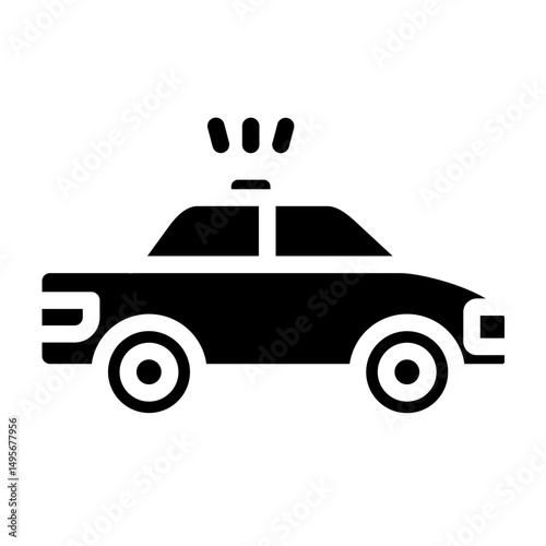 Police Car Line Icon Style
