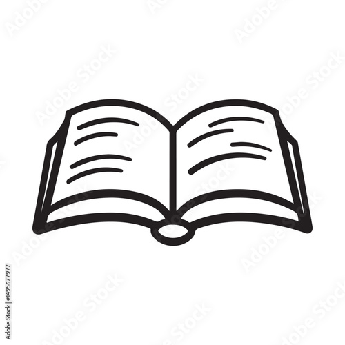 A simple line art illustration of an open book.