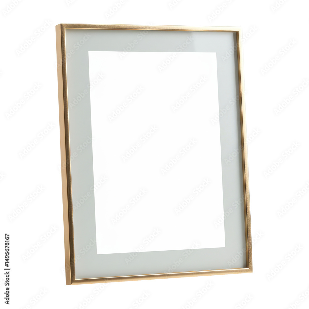 Obraz premium Elegant portrait framed, blank, with shiny gold frame and a white picture plane for placement