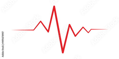 Hearbeat red line. Vector isolated illustration. Abstract wave. Pulse red vector trace.  EKG cardio line red symbol. Medical and Healthy concept vector symbol