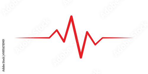 Hearbeat red line. Vector isolated illustration. Abstract wave. Pulse red vector trace.  EKG cardio line red symbol. Medical and Healthy concept vector symbol