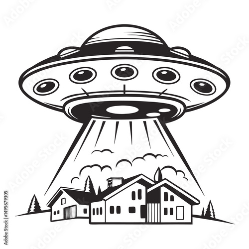 UFO Alien Spaceship Abducting Houses