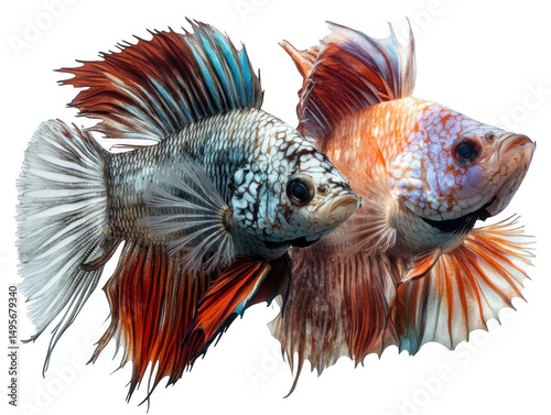 Colorful betta fish on white isolate background