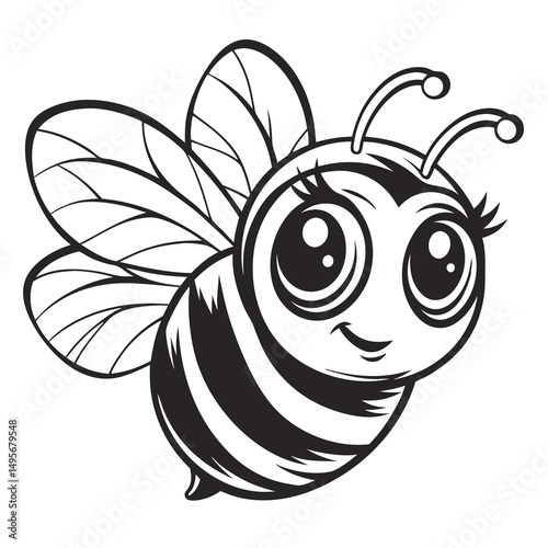 Cute Bumble Bee Flying Happy