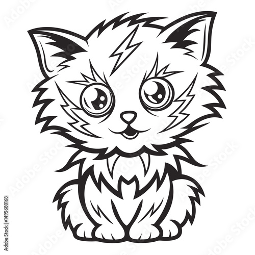 Cute Feral Kitten Lightning Bolt