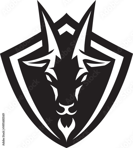 Illustration of Goat Head In the Shield
