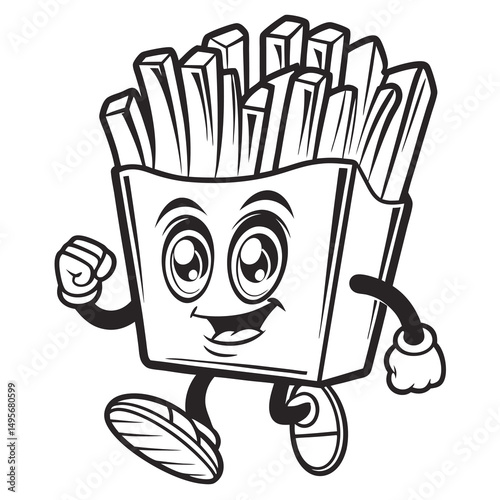 Happy French Fries Running Mascot