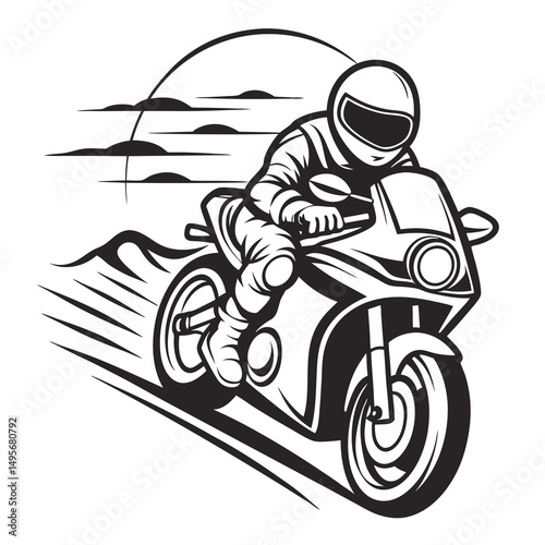 Motorcycle Racer Speed Ride Outline