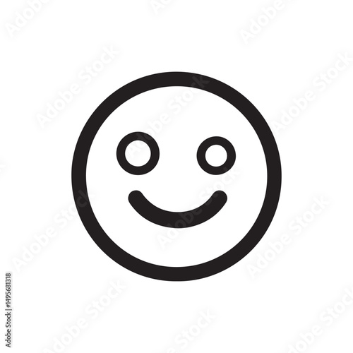 A simple line art smiley face icon, conveying happiness and positivity.