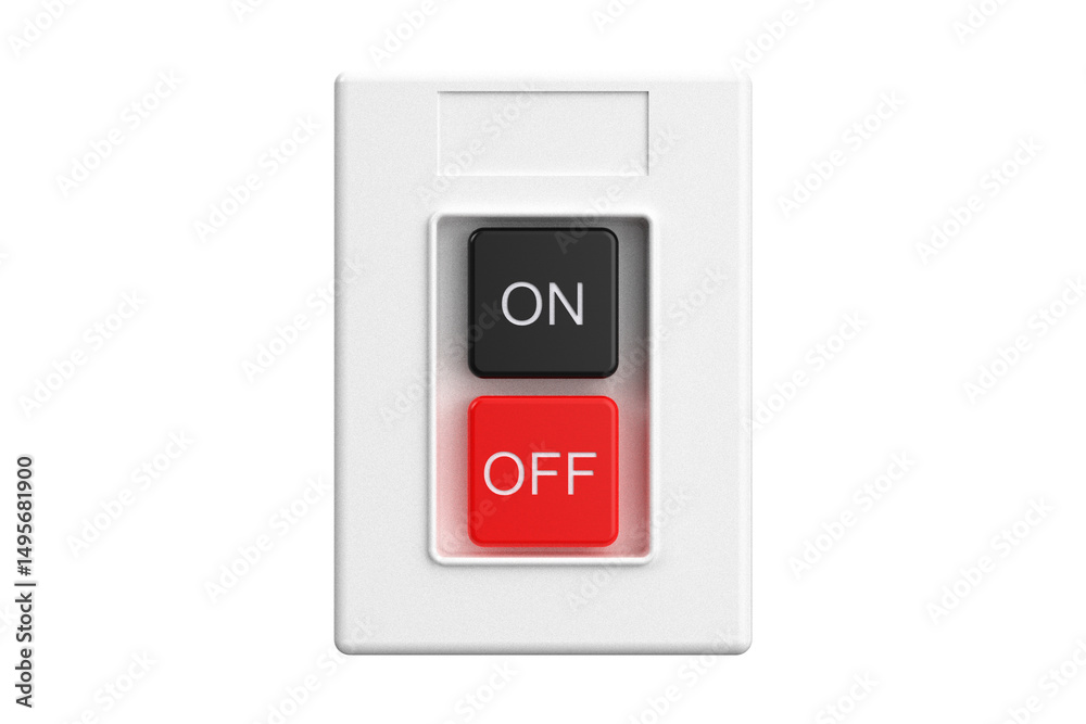 a white industrial control box with prominent black ON and red OFF push buttons. This modern switch is commonly used for machinery, power control, or automation system on a PNG Transparent Background a white industrial control box with prominent black ON and red OFF push buttons. This modern switch is commonly used for machinery, power control, or automation system on a PNG Transparent Background