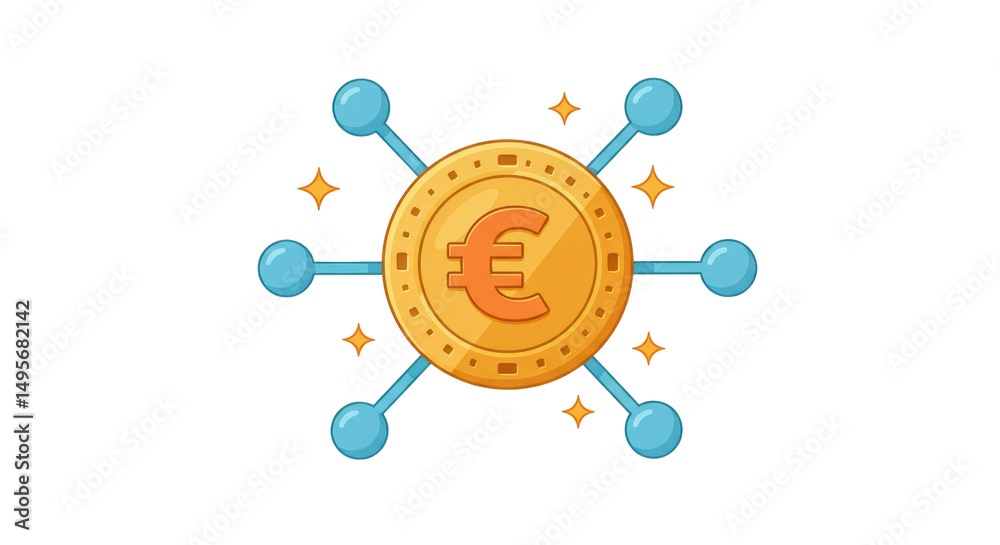 Fototapeta premium Isolated Euro Coin Network
