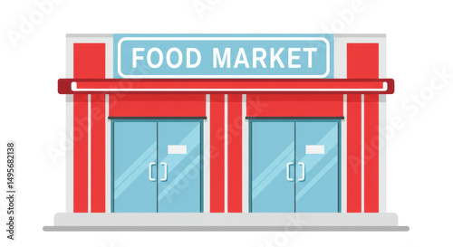 Isolated Food Market Building
