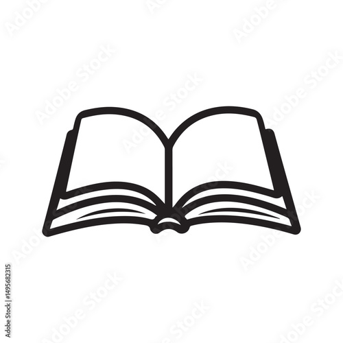 A simple black line illustration of an open book.