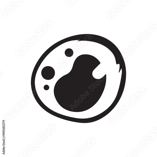 A simple black illustration of a cell with internal structures.
