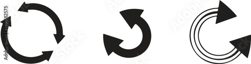 Circular Arrows Icons Set, Representing Reload and Repeat Actions