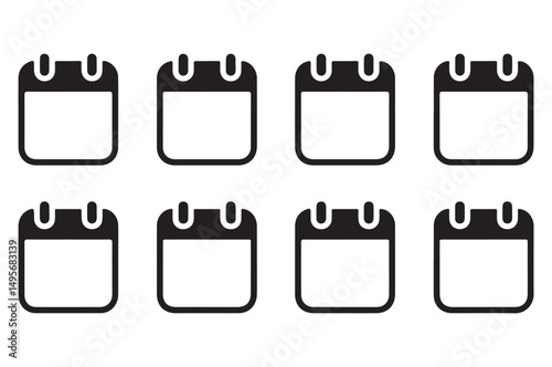 Set of Calendar Icon Designs, Featuring Simple and Clean Calendar Symbols in Black. Ideal for Time Management, Scheduling, and Event Planning in Digital and Print Media.