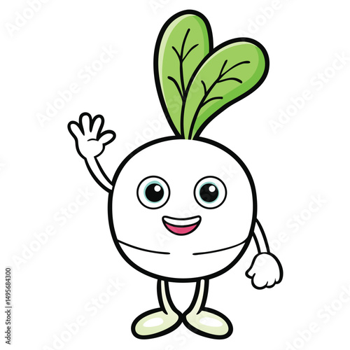 Happy Smiling Radish Cartoon Character