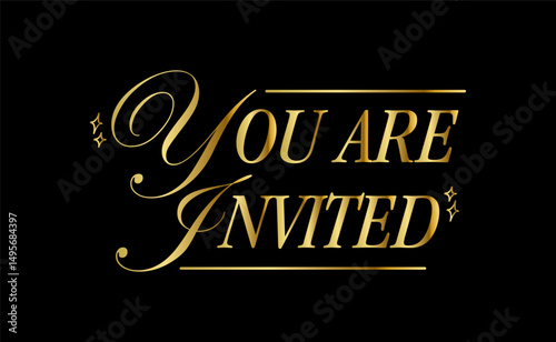 you are invited gold elegant design for invitation card