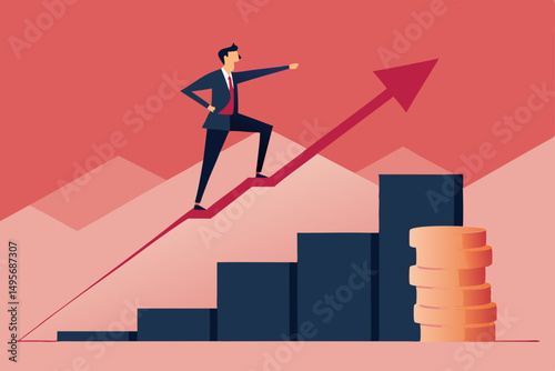 businessman climbing up stairs