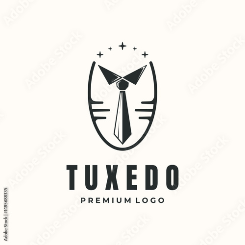 tuxedo dress vintage logo vector minimalist illustration design, elegant tuxedo design