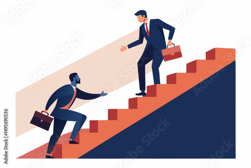 business man climbing stairs