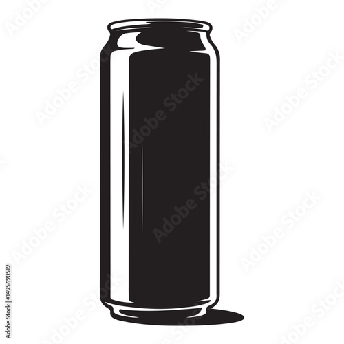 Energy drink can silhouette vector illustration. Vector black silhouette. with white background