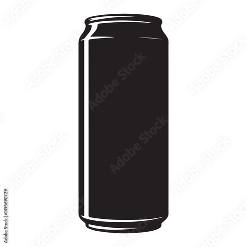 Energy drink can silhouette vector illustration. Vector black silhouette. with white background