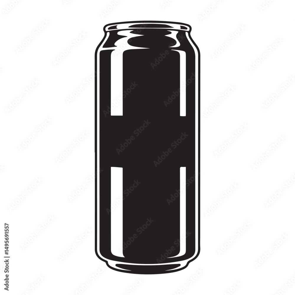 Fototapeta premium Energy drink can silhouette vector illustration. Vector black silhouette. with white background