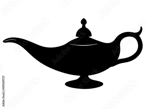 Aladdin lamp silhouette vector, aladdin lamp sign icon. silhouette of aladdin s lamp vector illustration