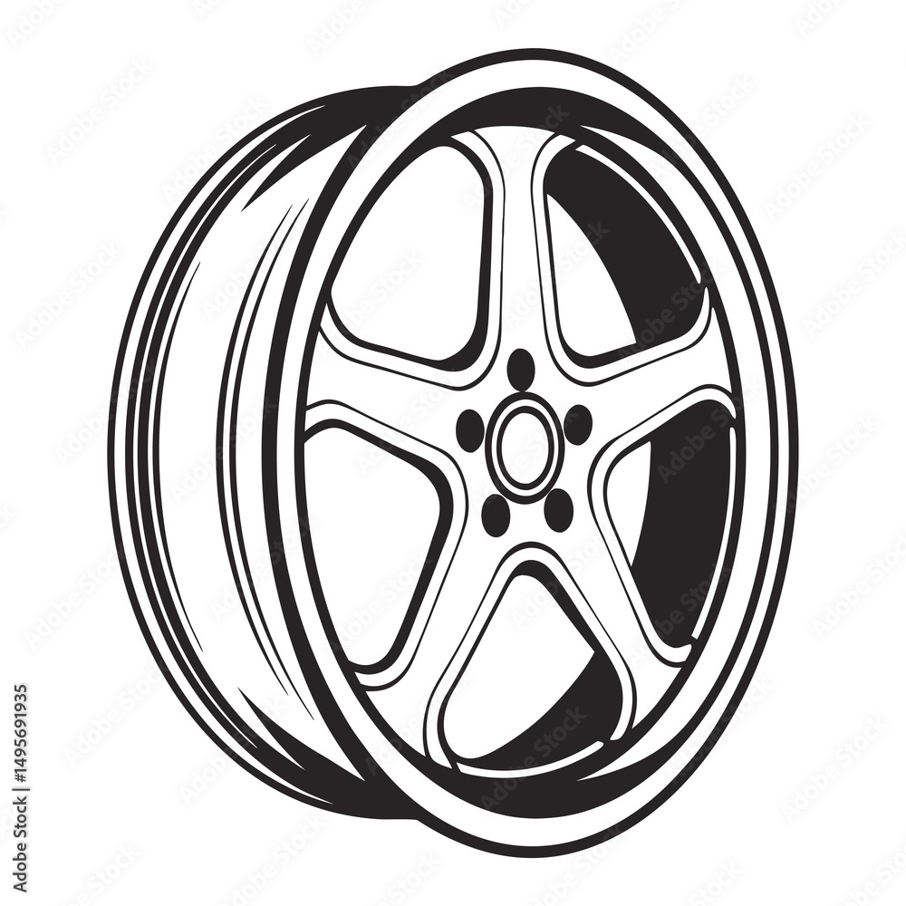 Obraz premium Car Automotive Wheel Rim Outline