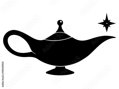 Aladdin lamp silhouette vector, aladdin lamp sign icon. silhouette of aladdin s lamp vector illustration