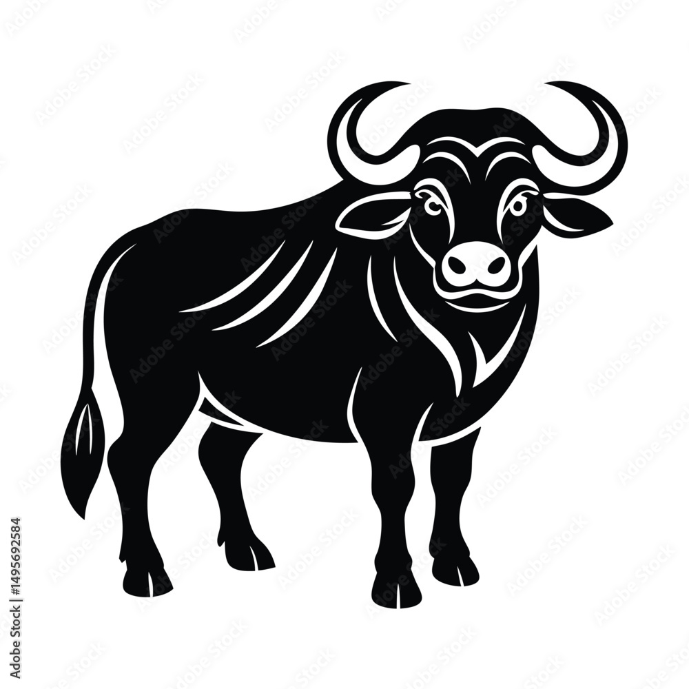 Black silhouette of a buffalo vector clipart Black silhouette of a buffalo vector clipart