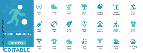 Clean football icons for soccer, sports apps, games, and fan designs
