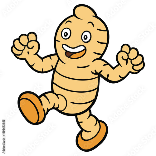 Happy Ginger Root Cartoon Mascot