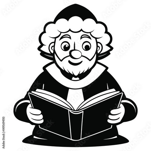 Man Reading Book Outline Vector