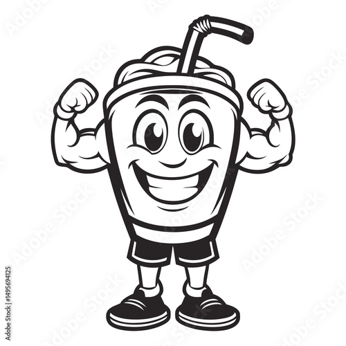 Muscle Arm Smoothie Cup Vector