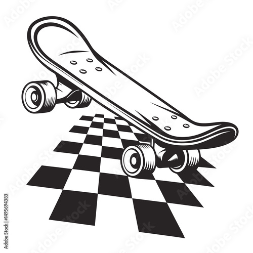 Simple Skateboard Outline Vector Art
