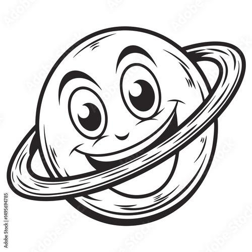 Cartoon Saturn Planet Outline Clipart