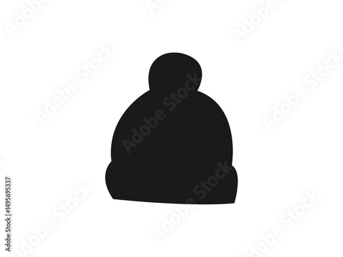 Silhouette winter hat with a pompom. Black ski bobble hat. Bobble hat, black isolated silhouette. Bobble hat silhouette vector illustration design on white background.